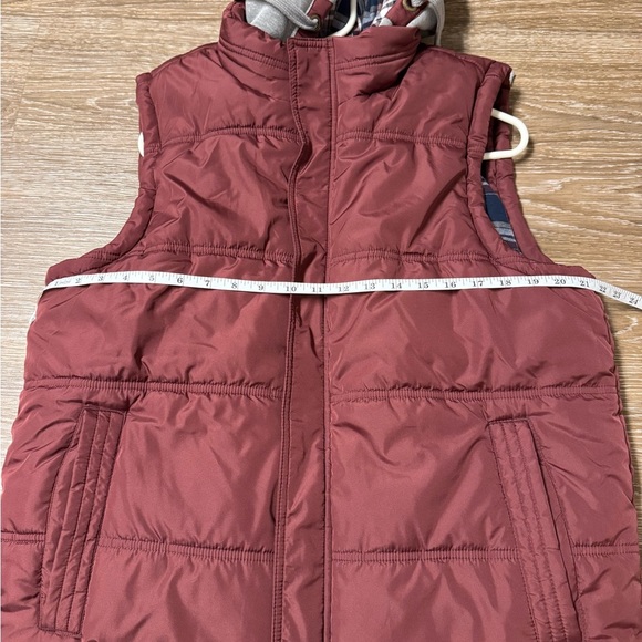 Men’s Weatherproof Vintage Maroon Puffer Vest with Hood Sz L EUC - Picture 11 of 12